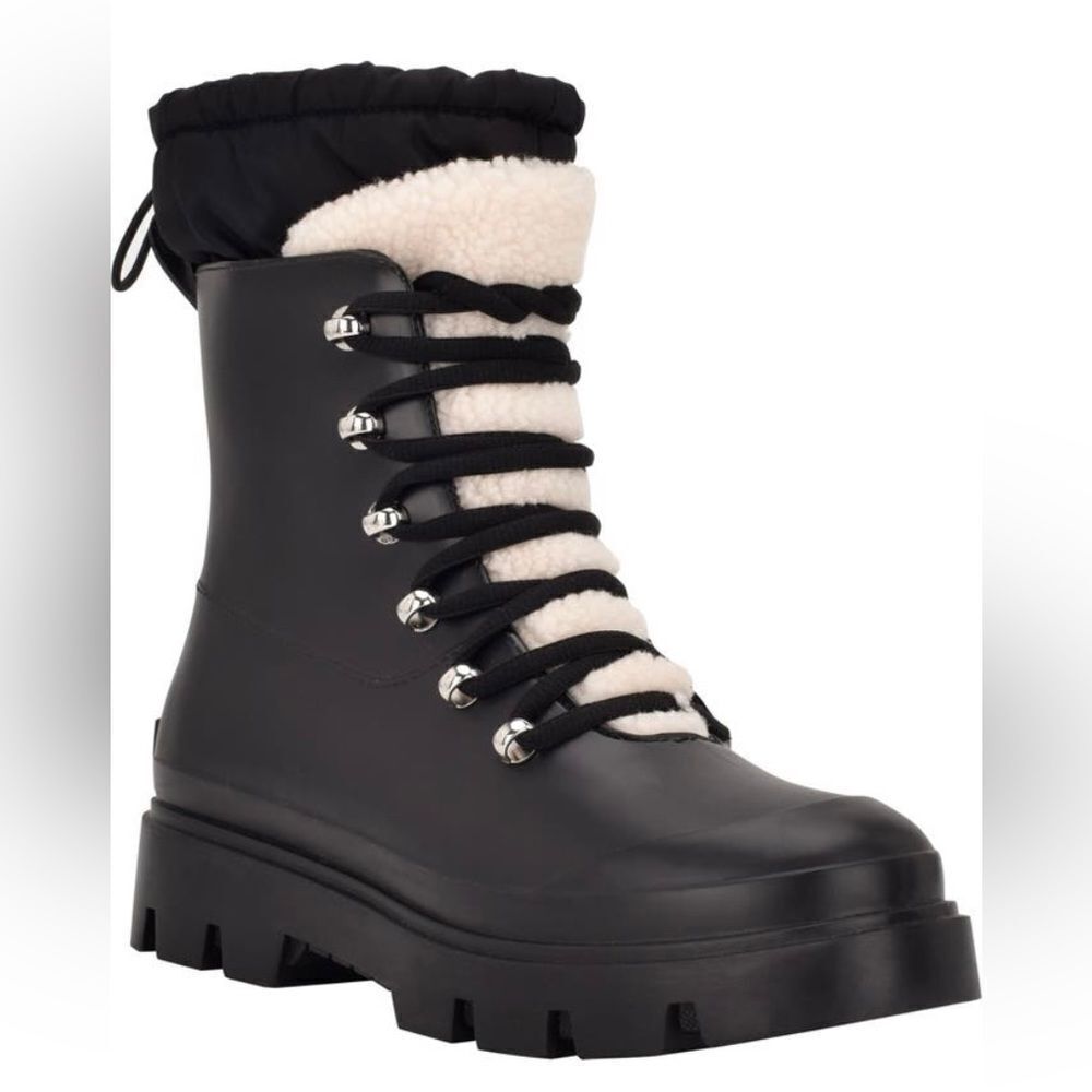 NEW Marc Fisher LTD Waterproof Lace-Up Black Boots